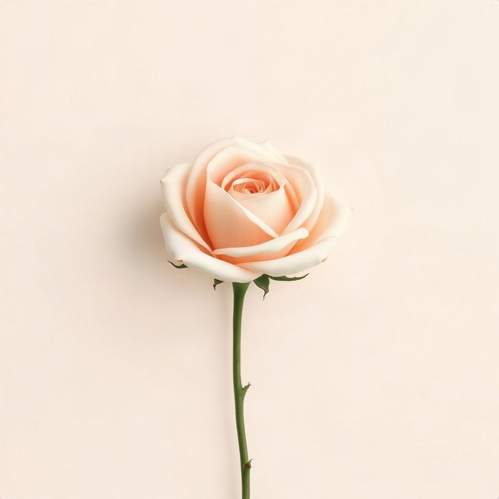 flower pfp — single rose in bloom, minimal flat illustration, soft pastel palette