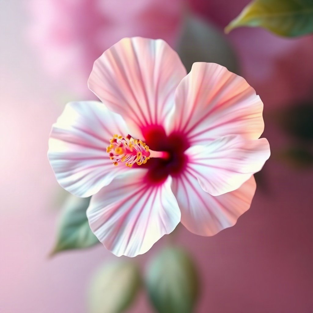 flower pfp — hibiscus bloom, dreamy digital painting, soft pastel palette