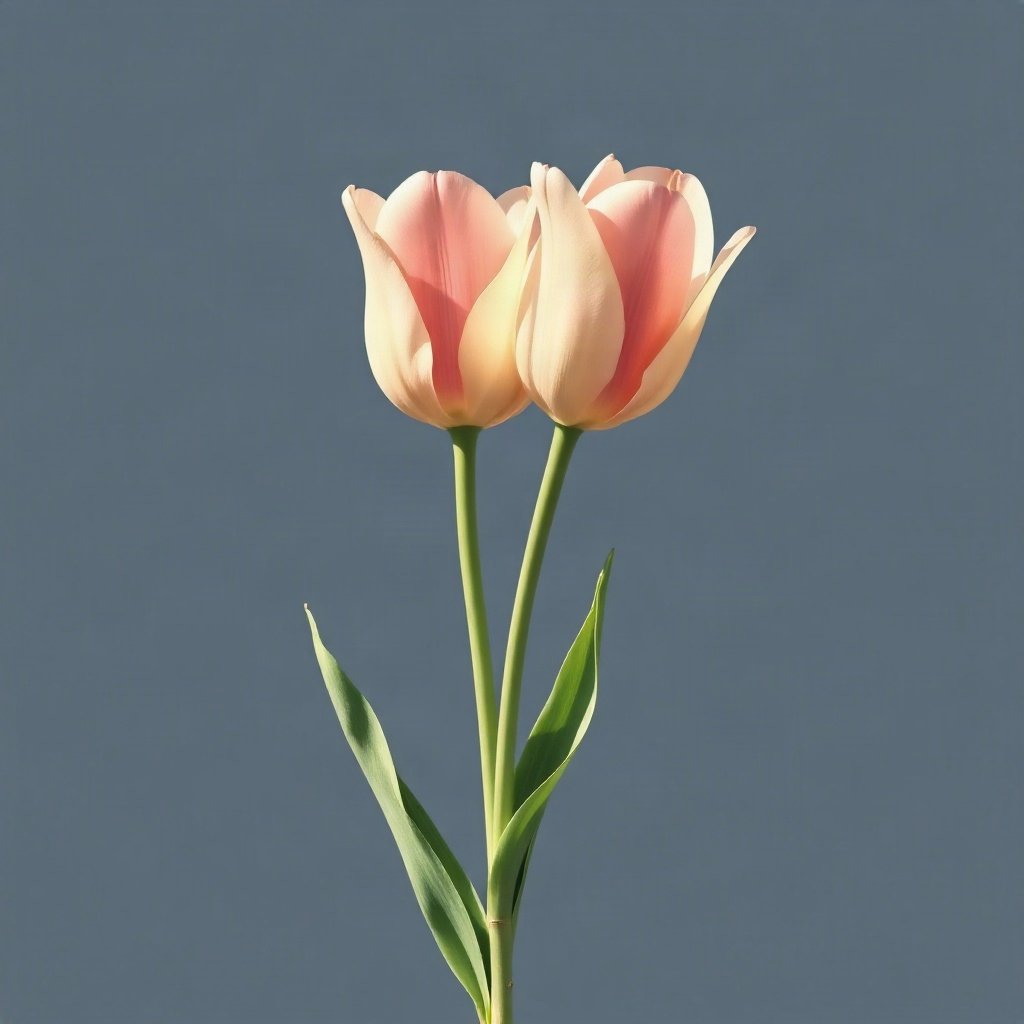 flower pfp — tulip pair, minimal flat illustration, cool dawn tones