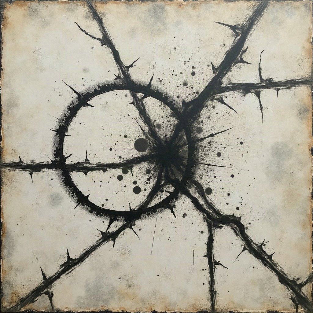 grunge pfp — cracked concrete texture with spray paint mark, charcoal and faded newsprint, photocopy grain