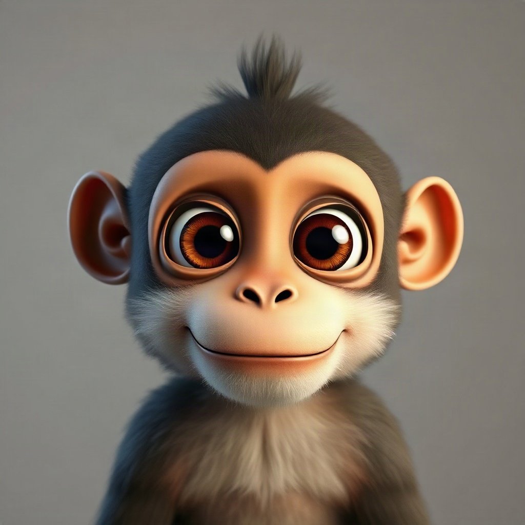 Monkey PFPs — baby monkey with huge eyes, soft 3d render