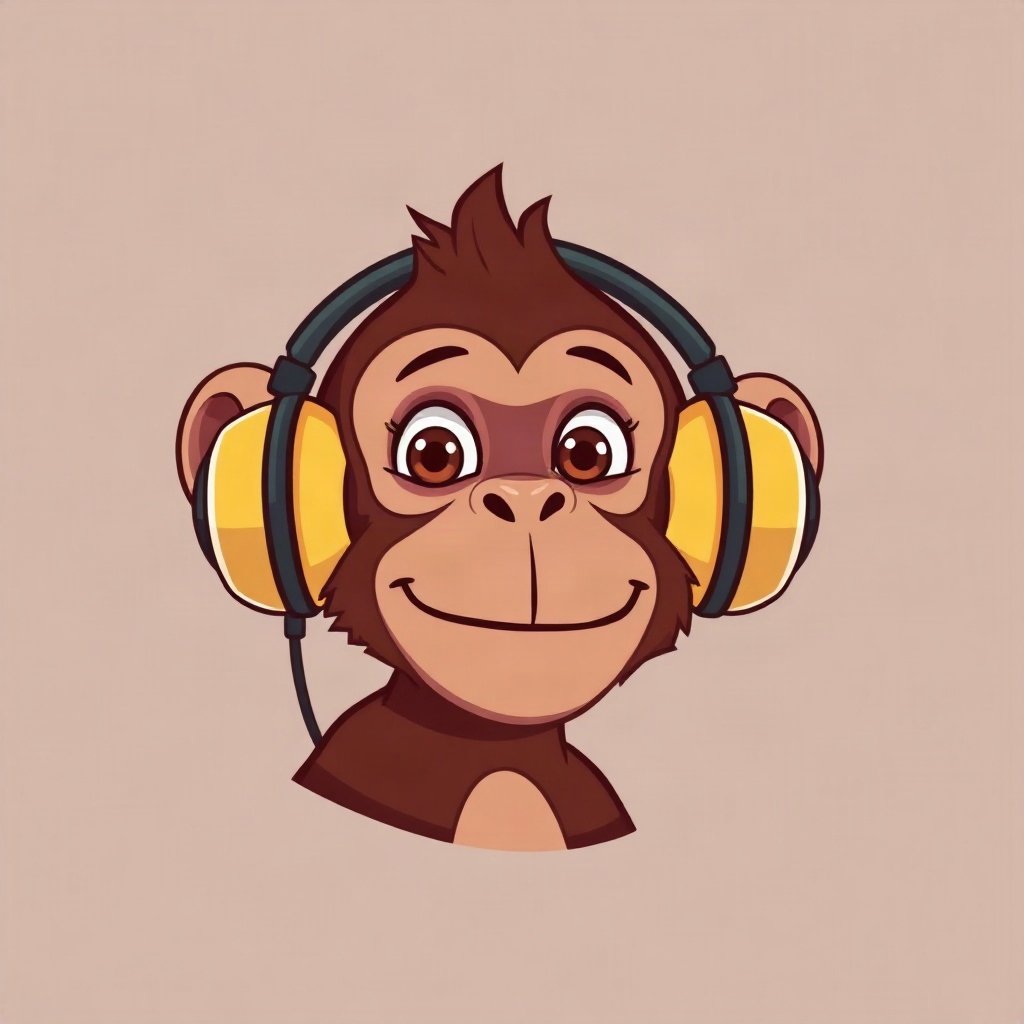 Monkey PFPs — chill monkey with headphones, bold cartoon style