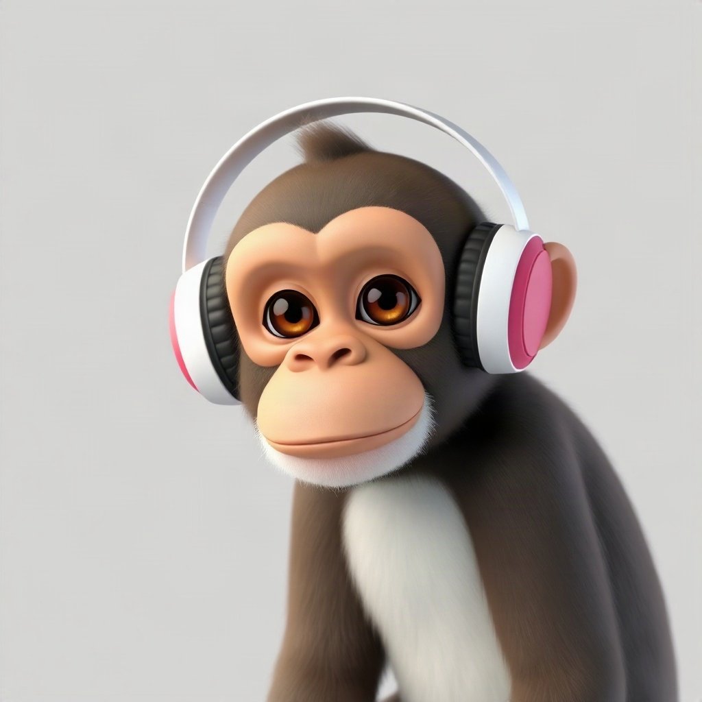 Monkey PFPs — chill monkey with headphones, soft 3d render