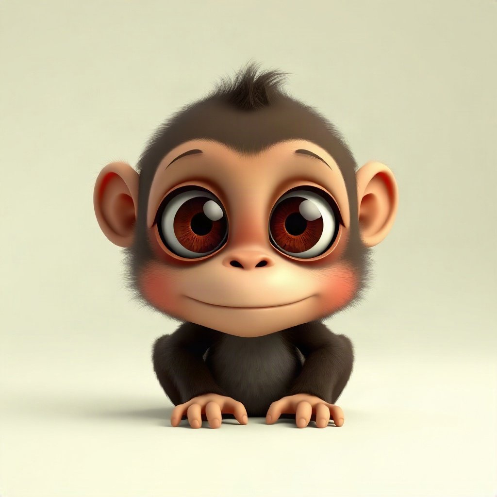 Monkey PFPs — baby monkey with huge eyes, soft 3d render