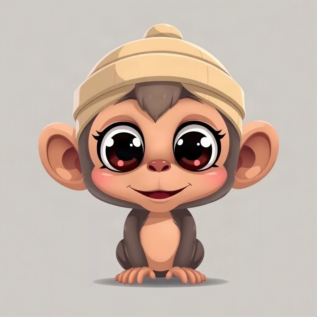 Monkey PFPs — baby monkey with huge eyes, bold cartoon style, wearing a beanie