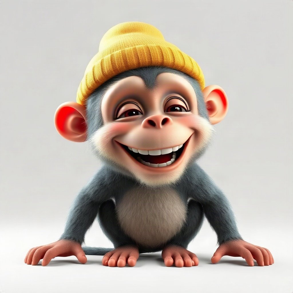 Monkey PFPs — laughing monkey, soft 3d render, wearing a beanie