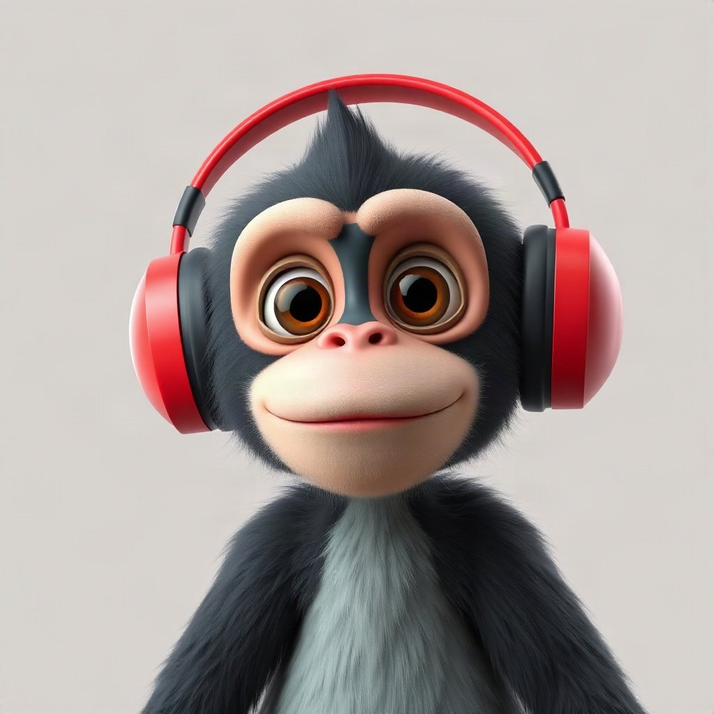 Monkey PFPs — chill monkey with headphones, soft 3d render