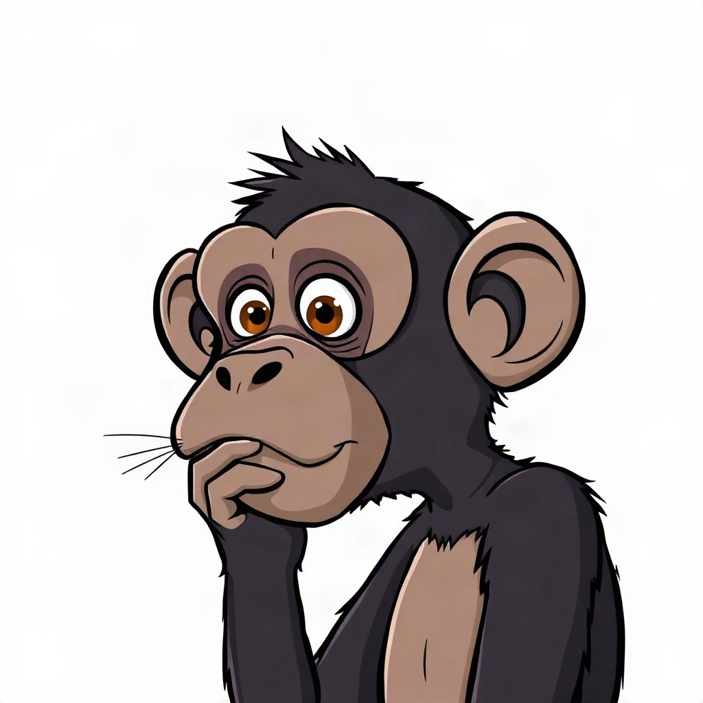 Monkey PFPs — thoughtful monkey chin on hand, bold cartoon style