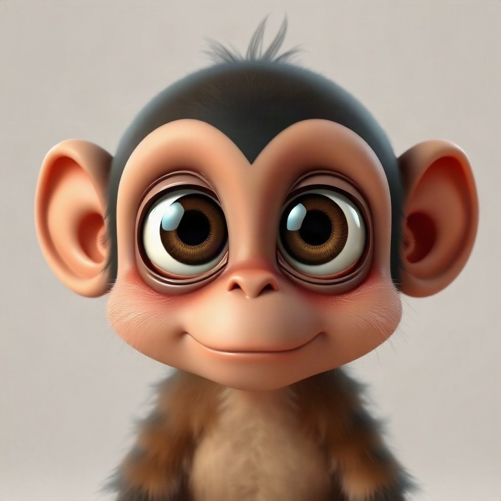 Monkey PFPs — baby monkey with huge eyes, soft 3d render