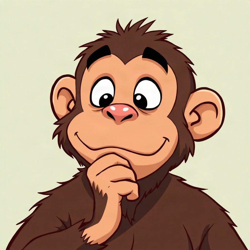 Monkey PFPs — thoughtful monkey chin on hand, bold cartoon style