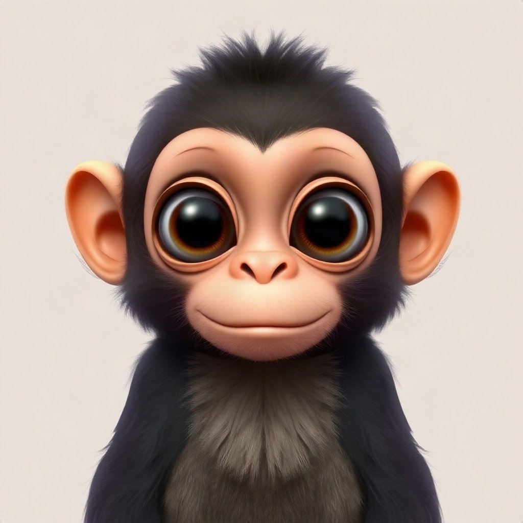 Monkey PFPs — baby monkey with huge eyes, soft 3d render