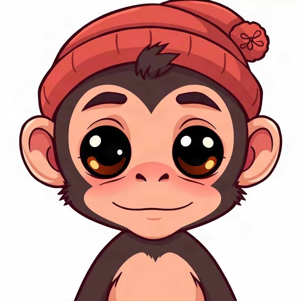 Monkey PFPs — baby monkey with huge eyes, bold cartoon style, wearing a beanie