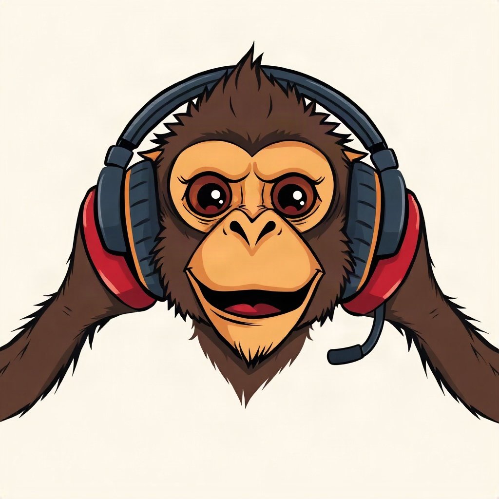 Monkey PFPs — chill monkey with headphones, bold cartoon style