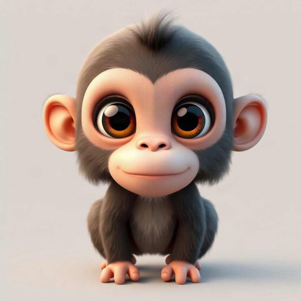 Monkey PFPs — baby monkey with huge eyes, soft 3d render
