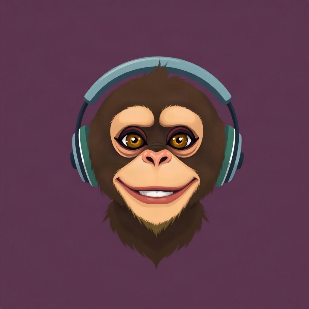 Monkey PFPs — chill monkey with headphones, digital painting