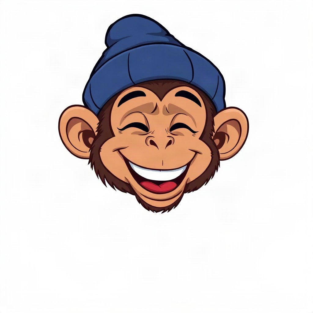 Monkey PFPs — laughing monkey, bold cartoon style, wearing a beanie