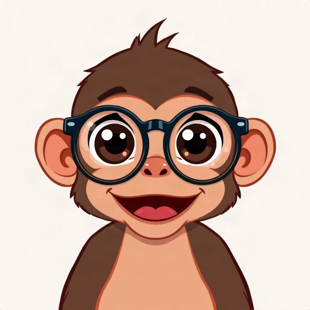 Monkey PFPs — baby monkey with huge eyes, bold cartoon style, with round glasses
