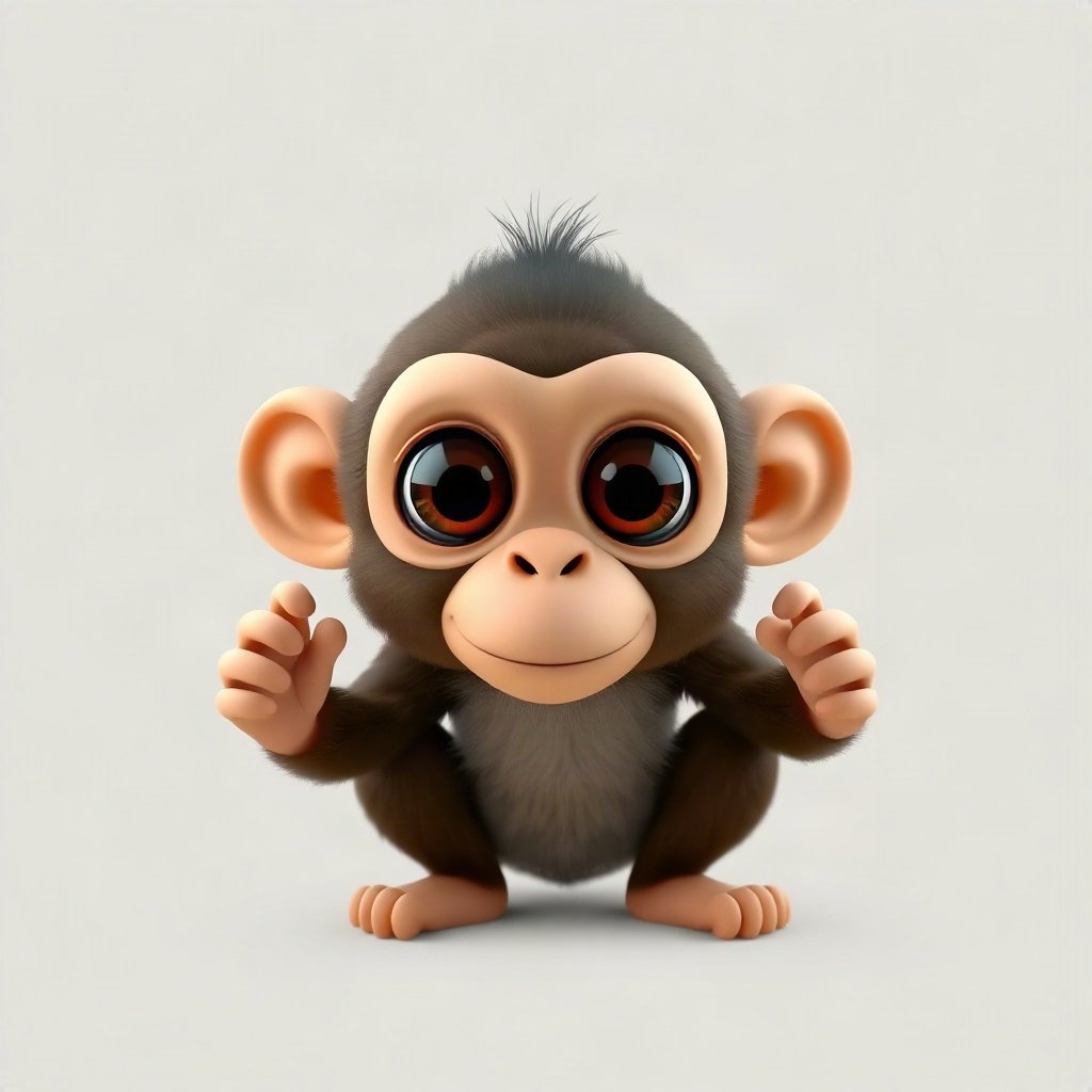 Monkey PFPs — baby monkey with huge eyes, soft 3d render