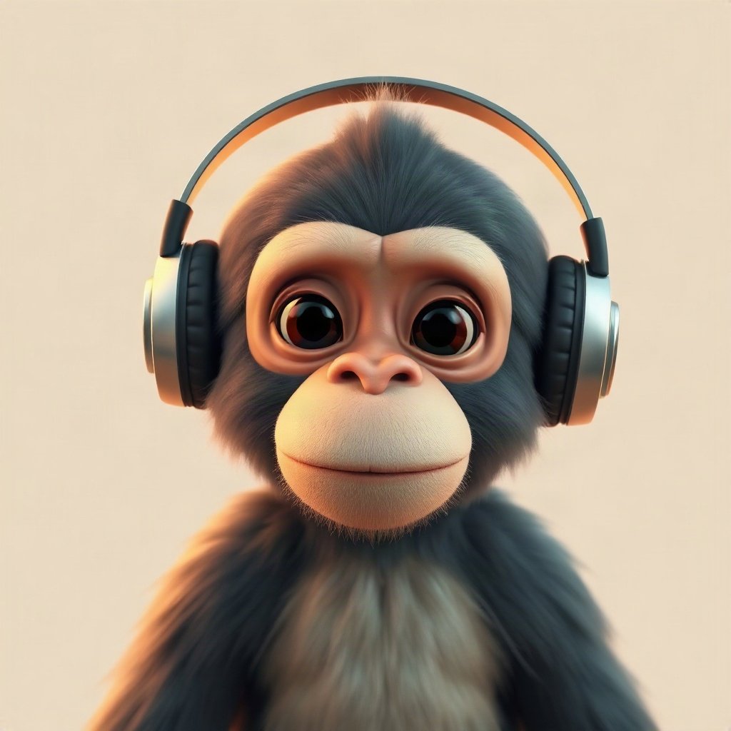 Monkey PFPs — chill monkey with headphones, soft 3d render
