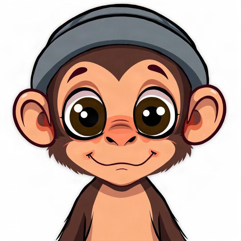 Monkey PFPs — baby monkey with huge eyes, bold cartoon style, wearing a beanie