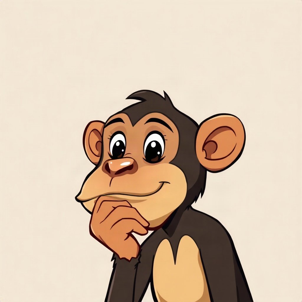 Monkey PFPs — thoughtful monkey chin on hand, bold cartoon style
