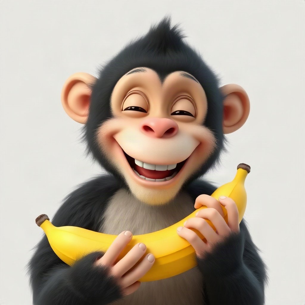 Monkey PFPs — laughing monkey, soft 3d render, holding a banana like a phone
