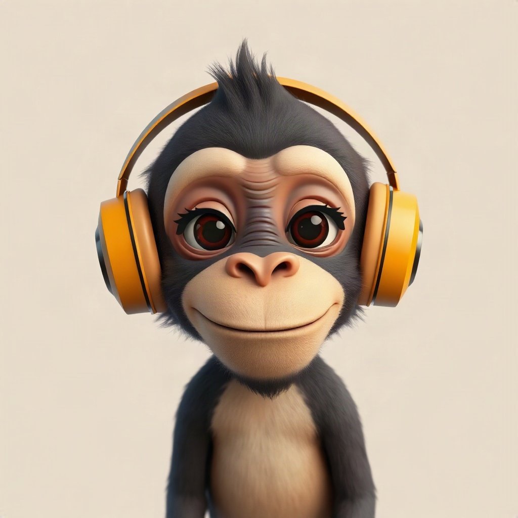Monkey PFPs — chill monkey with headphones, soft 3d render