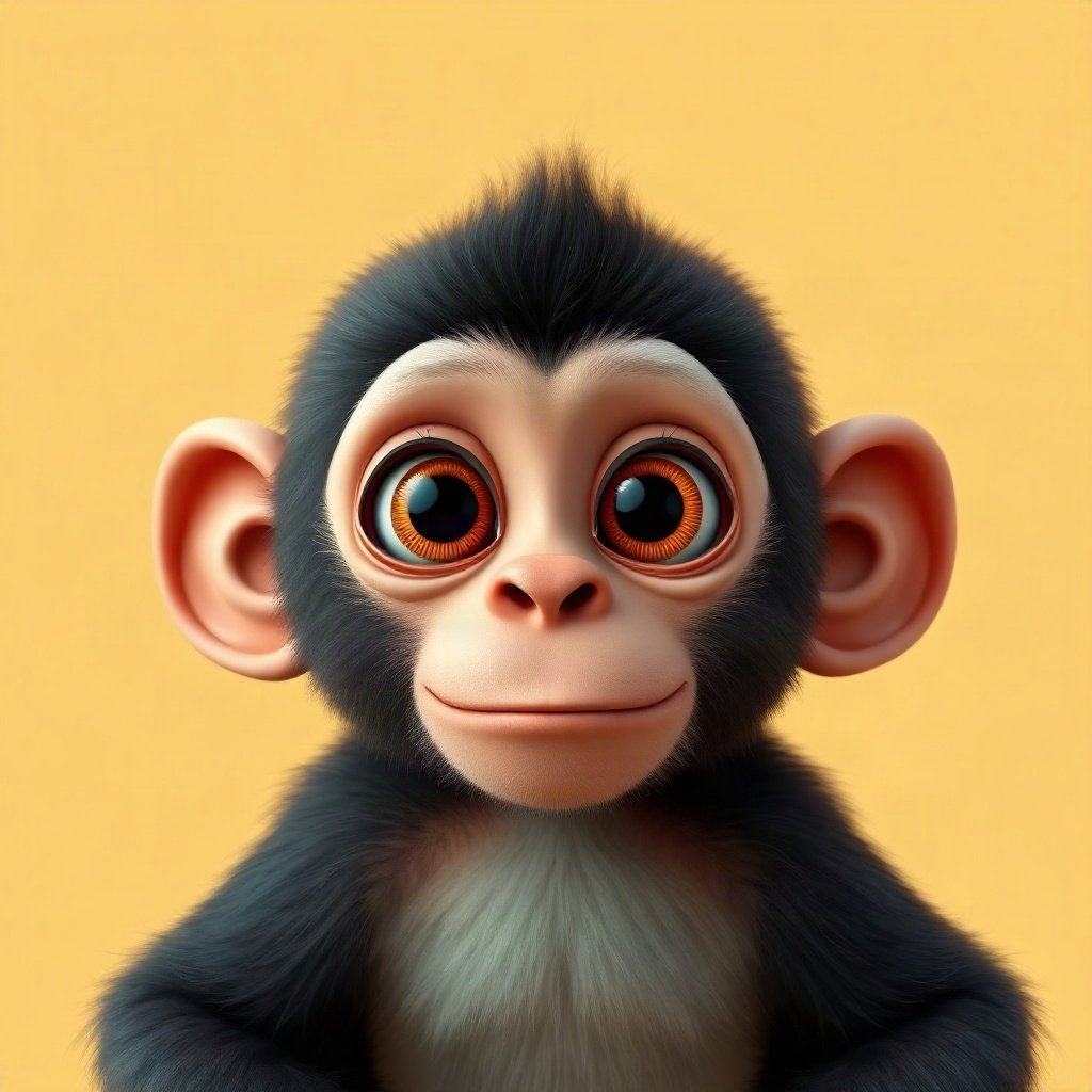 Monkey PFPs — baby monkey with huge eyes, soft 3d render