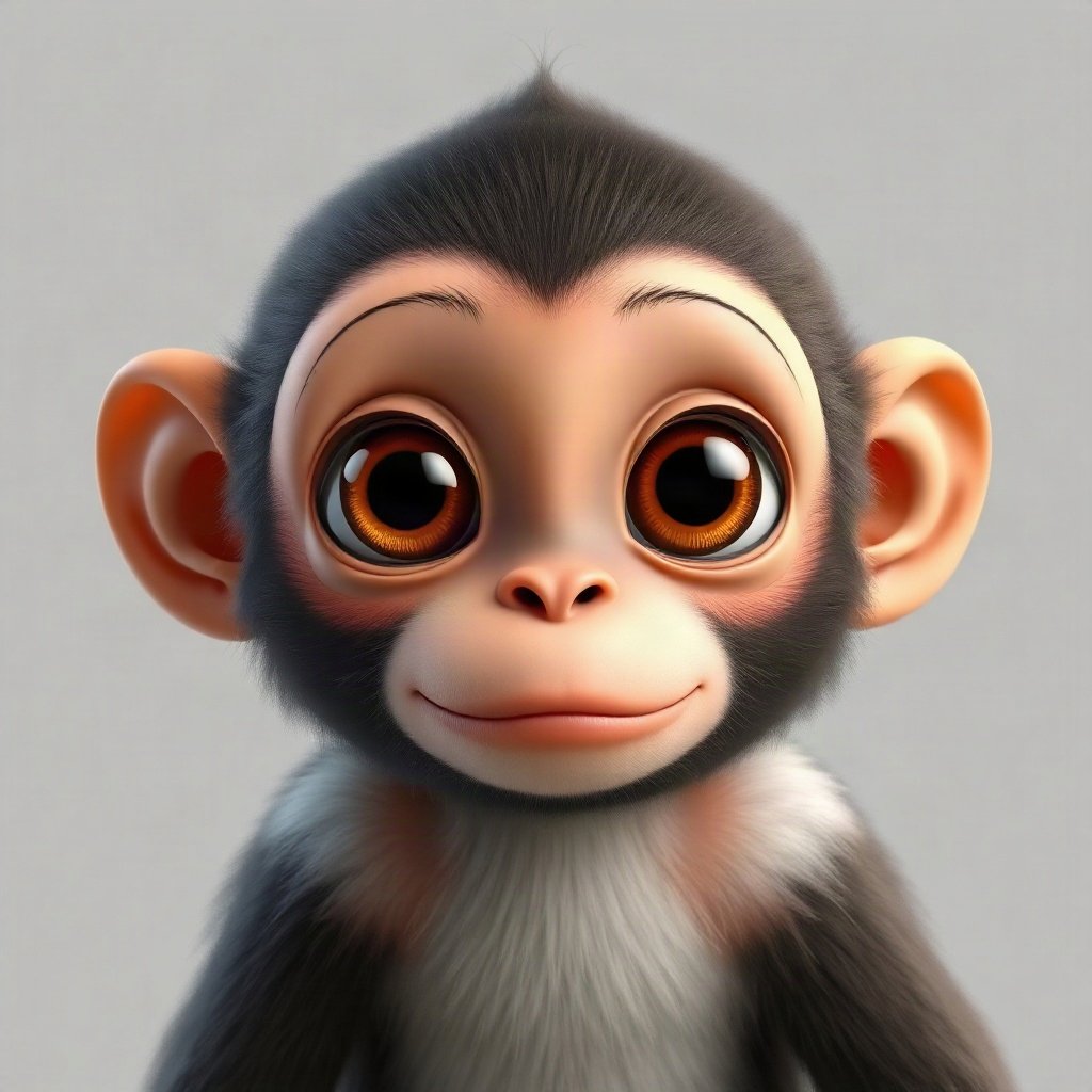 Monkey PFPs — baby monkey with huge eyes, soft 3d render