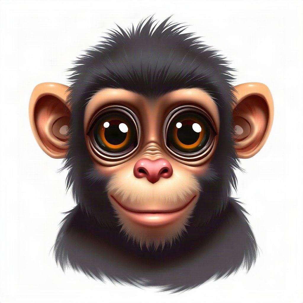Monkey PFPs — baby monkey with huge eyes, digital painting