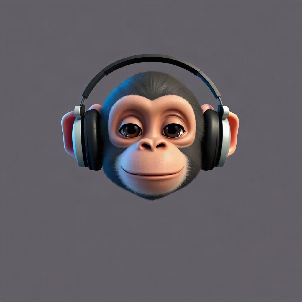 Monkey PFPs — chill monkey with headphones, soft 3d render