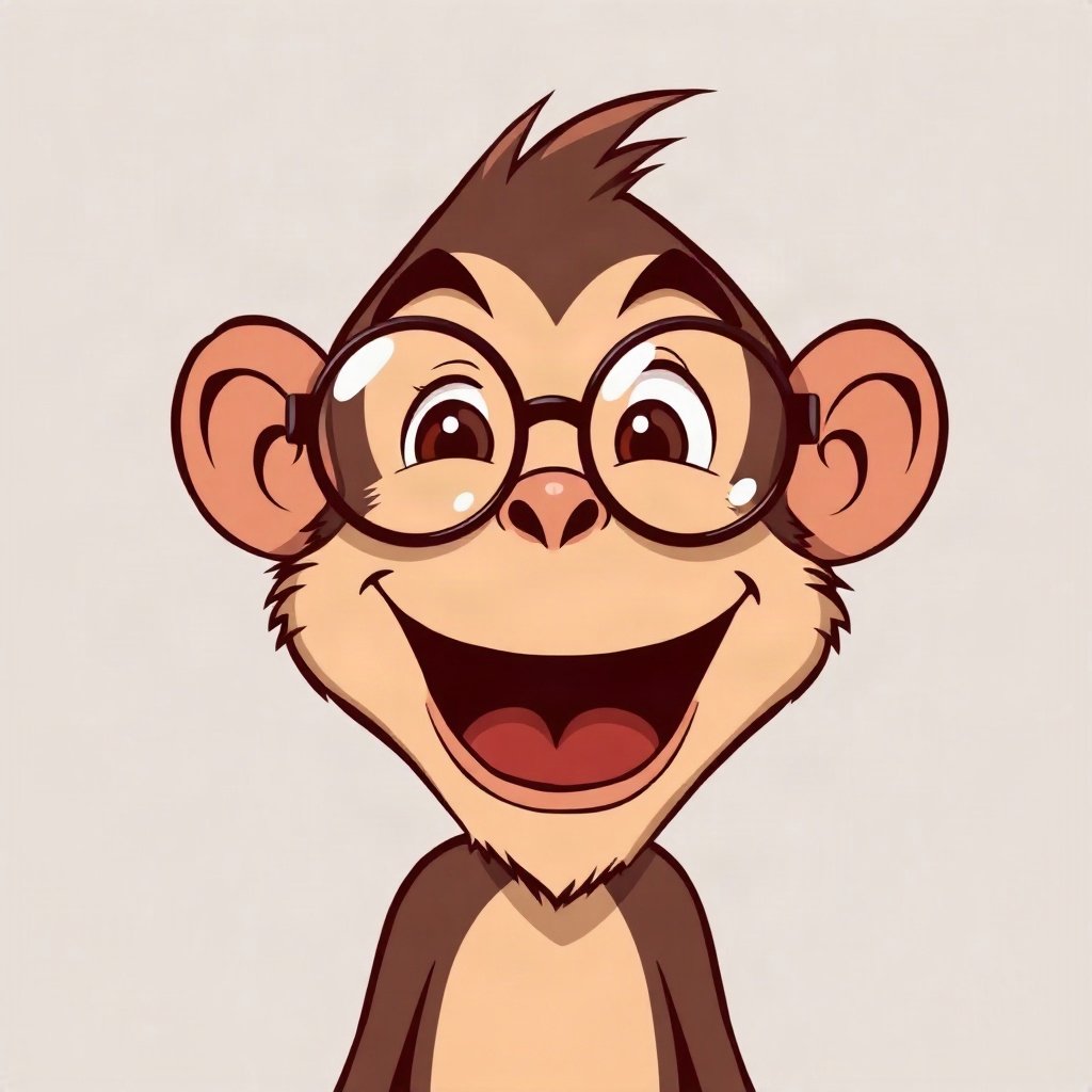 Monkey PFPs — laughing monkey, bold cartoon style, with round glasses