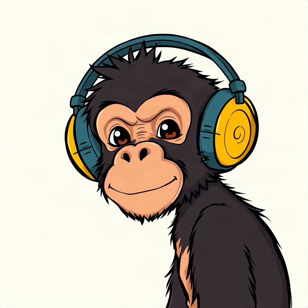 Monkey PFPs — chill monkey with headphones, bold cartoon style