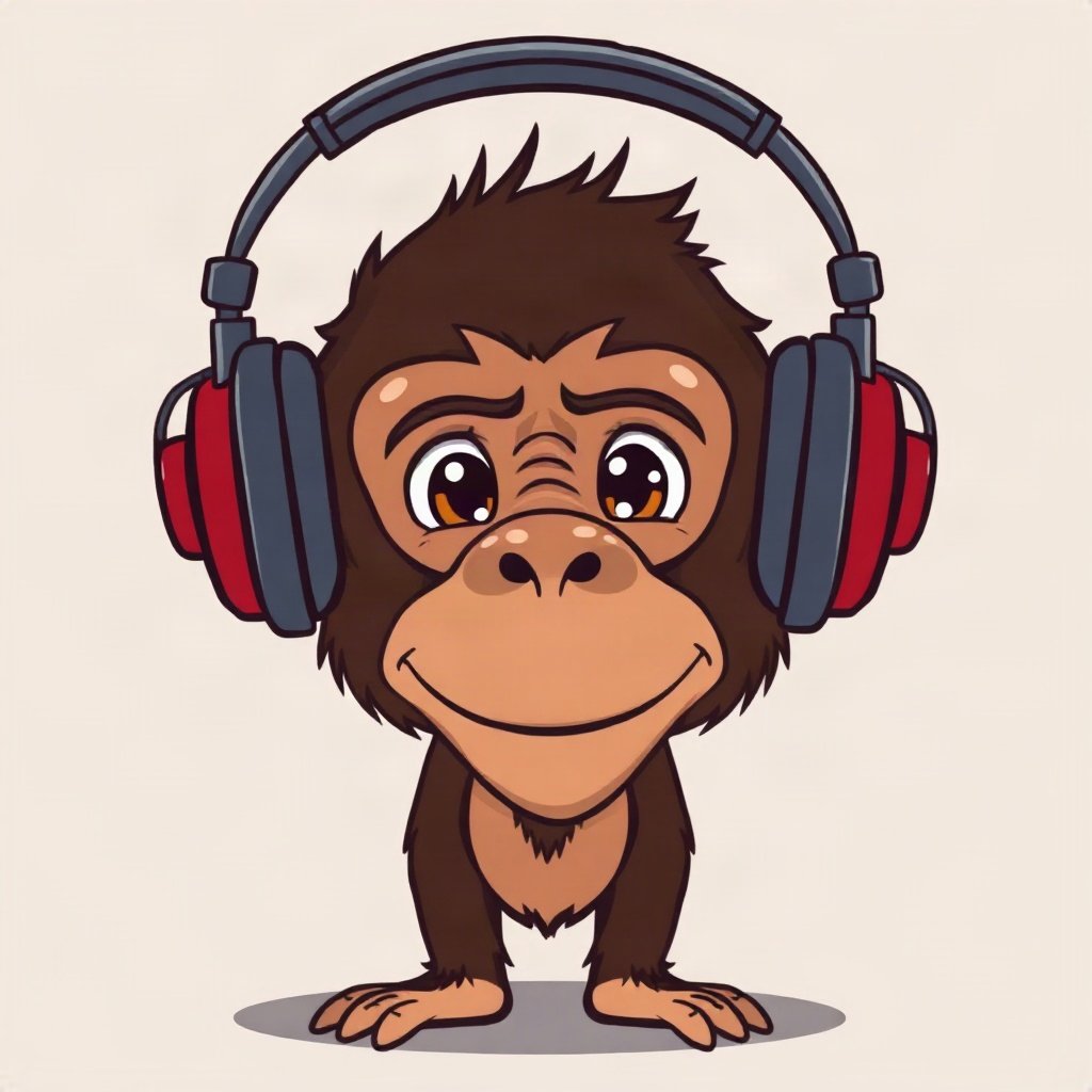 Monkey PFPs — chill monkey with headphones, bold cartoon style