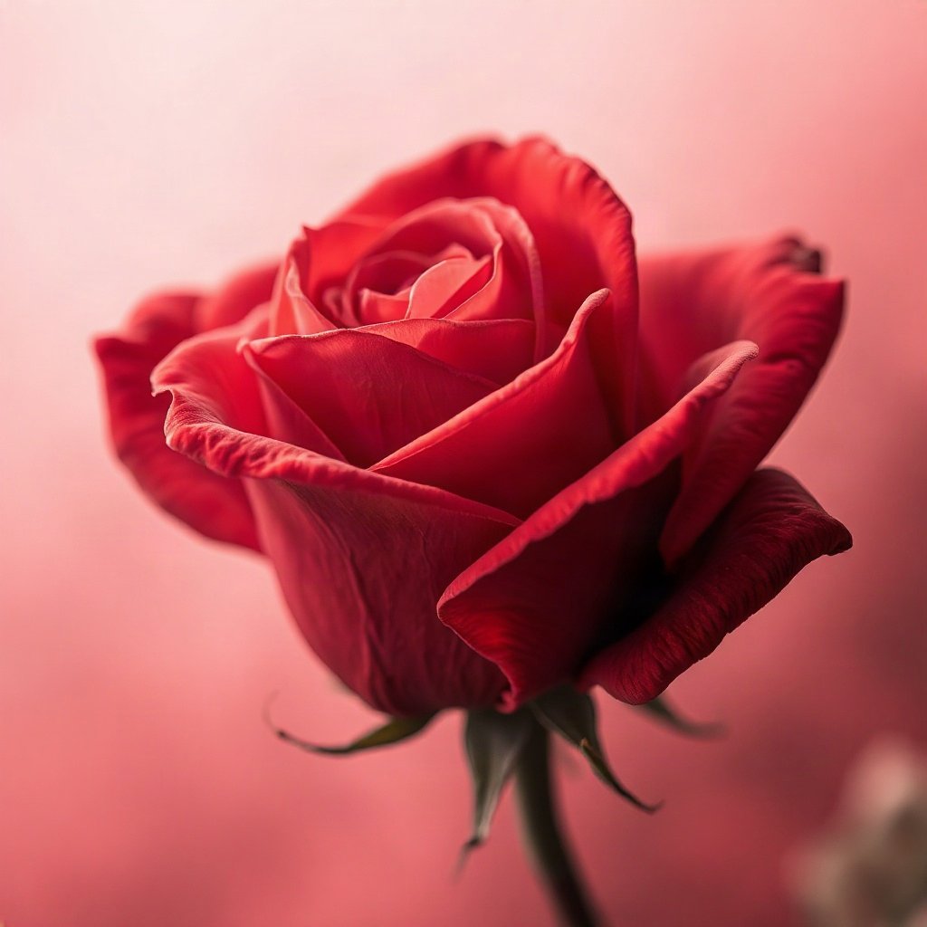 Red PFPs — rose macro, dreamy digital painting, misty atmosphere