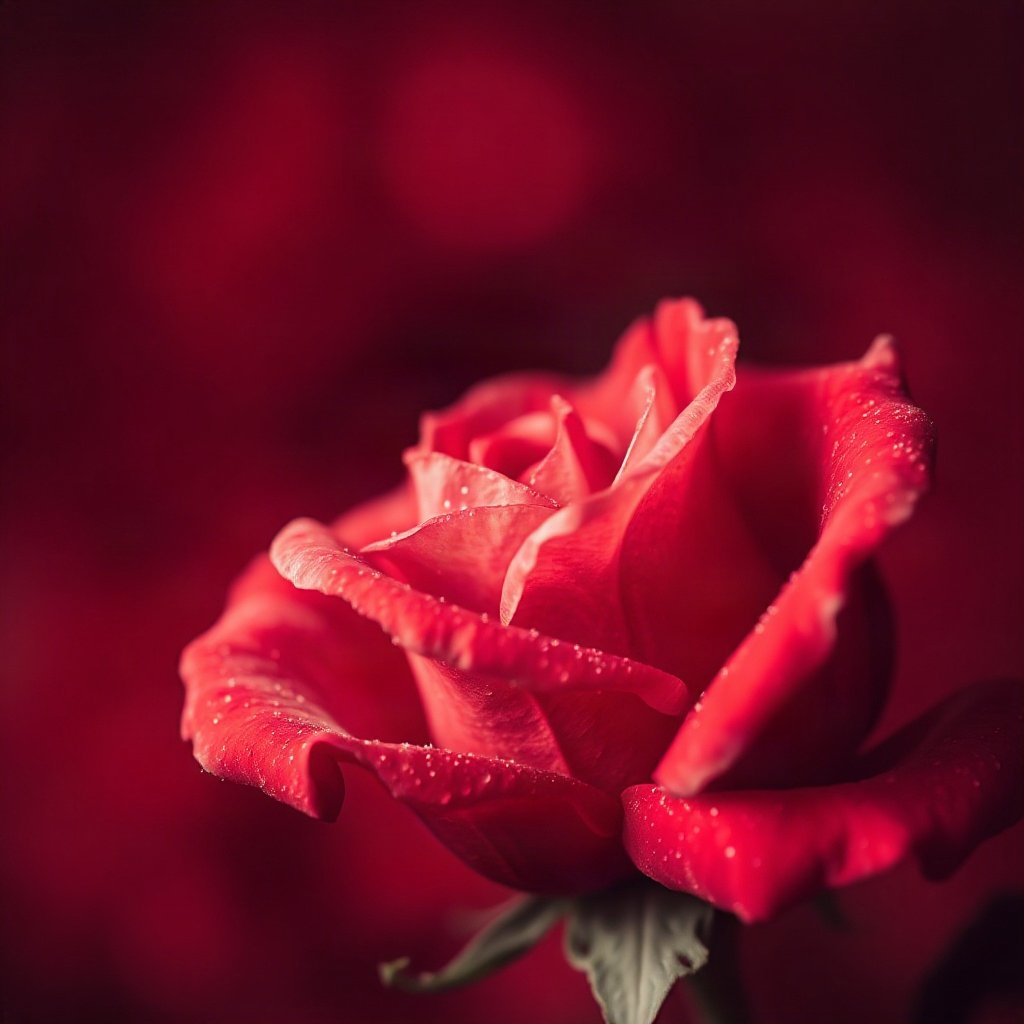 Red PFPs — rose macro, dreamy digital painting, gentle bokeh