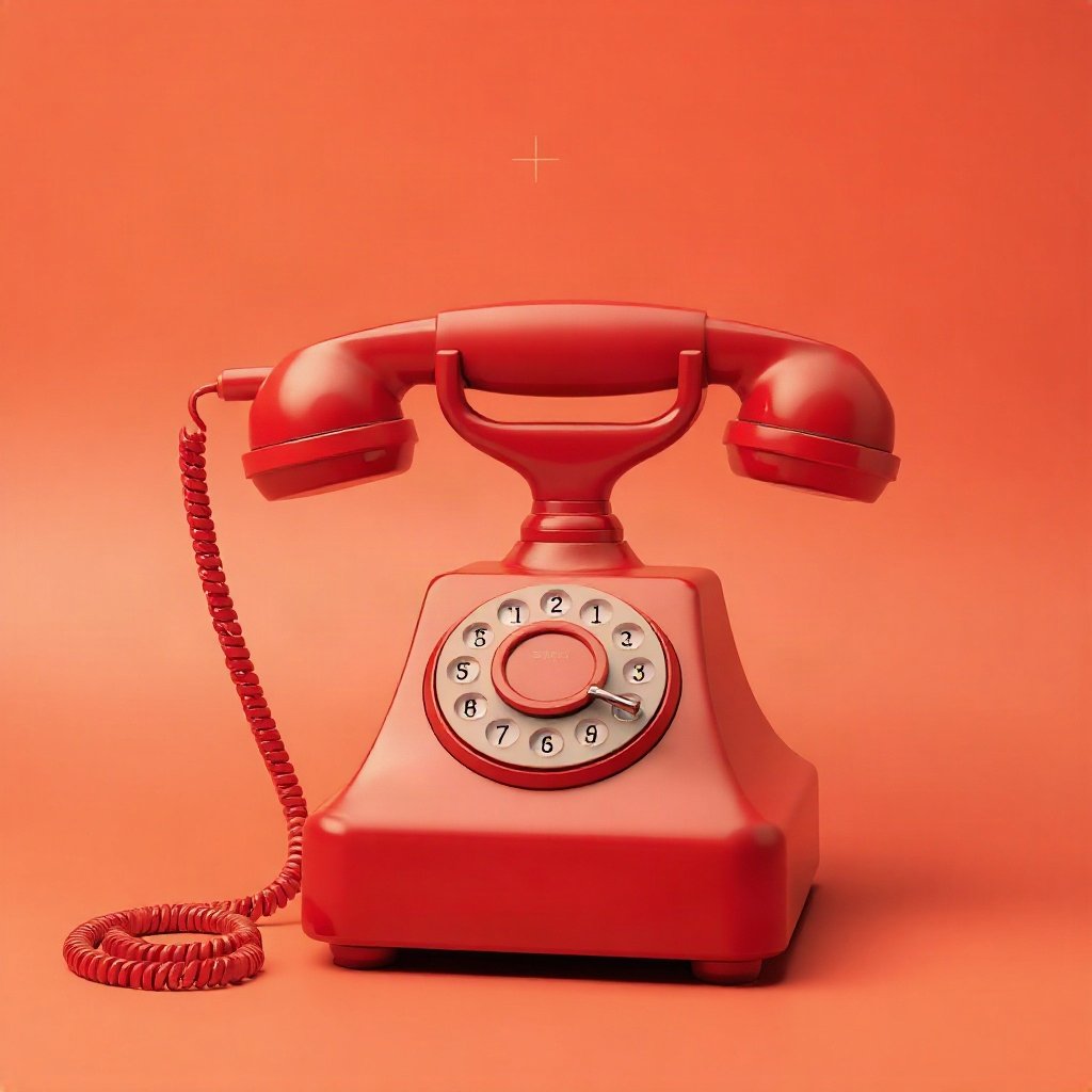 Red PFPs — vintage red phone, soft 3d render, subtle sparkle