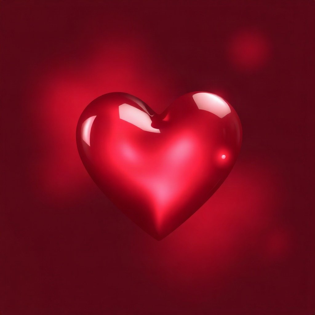 Red PFPs — glossy heart, dreamy digital painting, soft glow