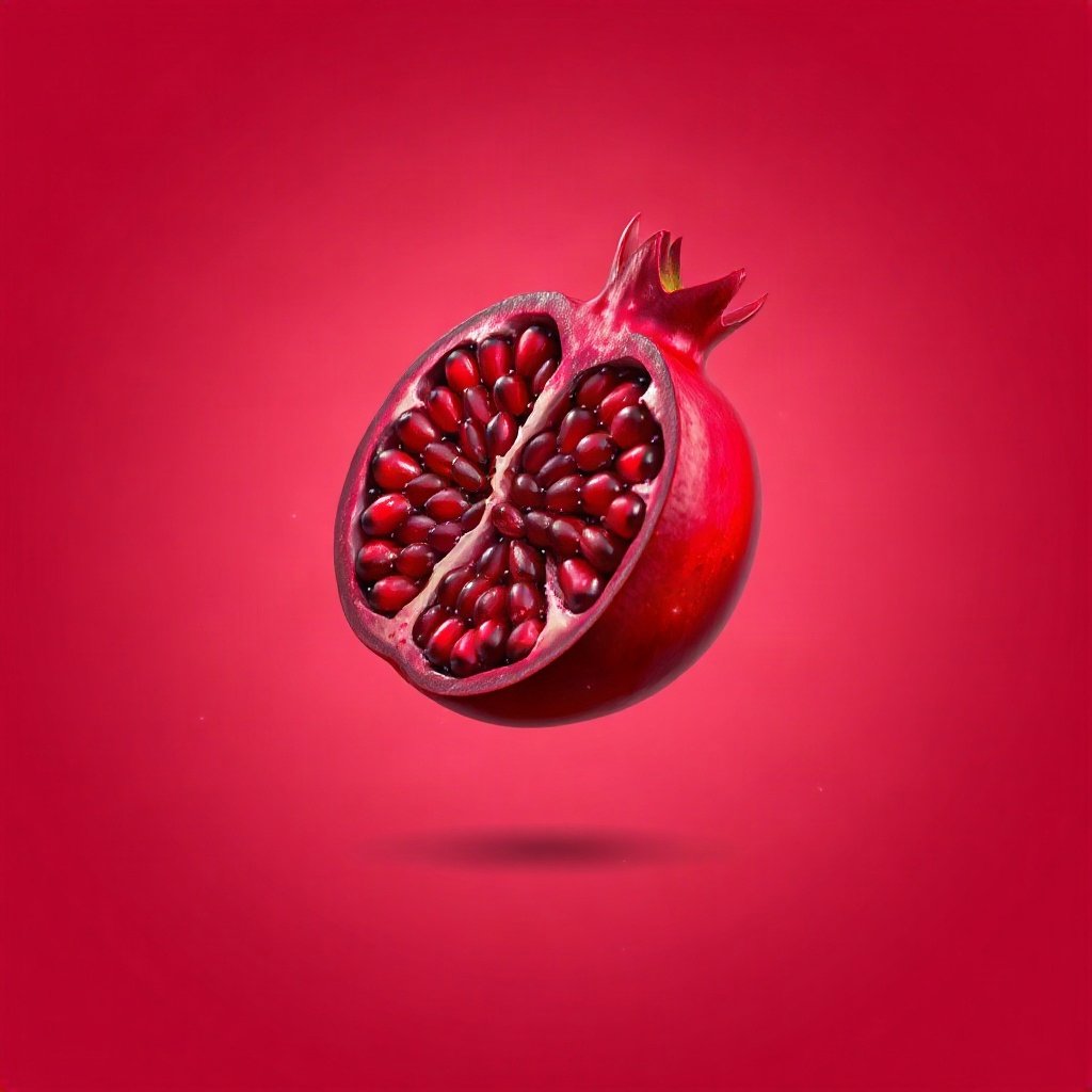 Red PFPs — pomegranate half, soft 3d render, subtle sparkle