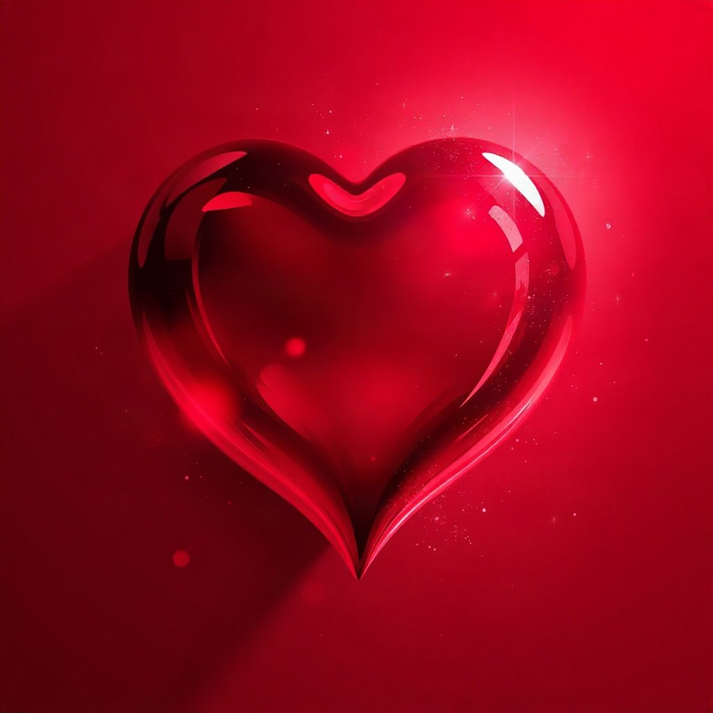 Red PFPs — glossy heart, dreamy digital painting, subtle sparkle
