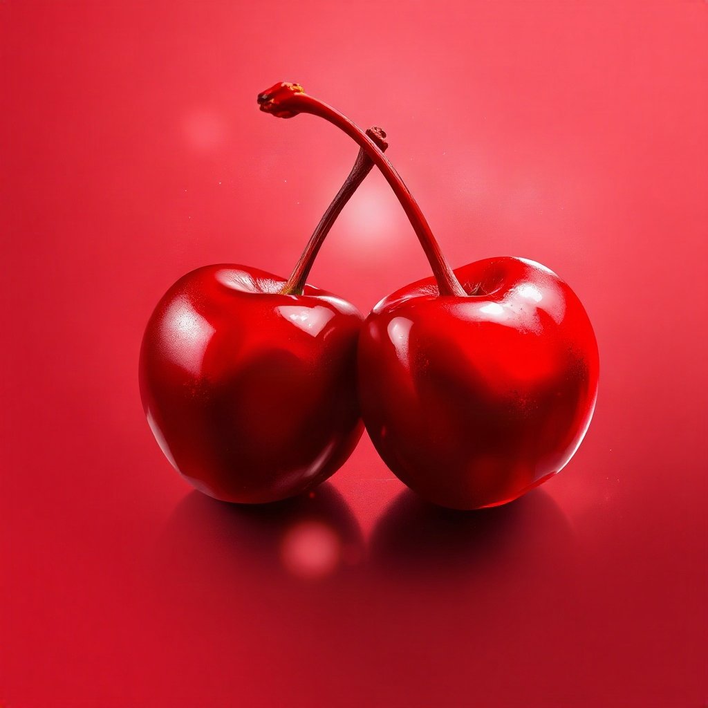 Red PFPs — cherry pair, dreamy digital painting, subtle sparkle