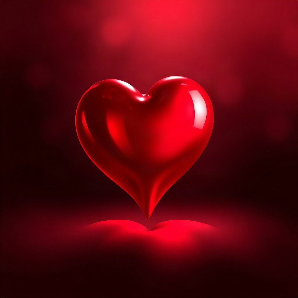 Red PFPs — glossy heart, dreamy digital painting, soft glow