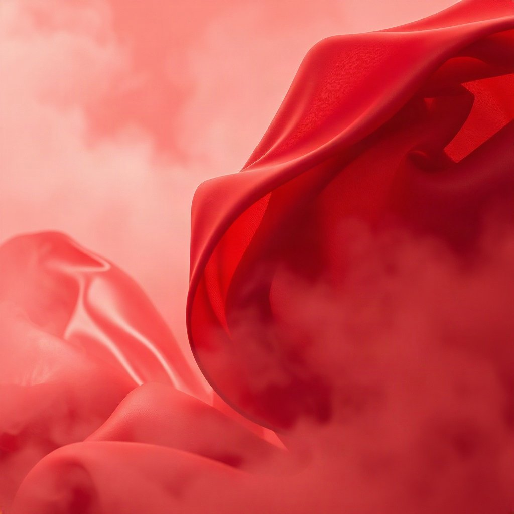 Red PFPs — red silk wave, cinematic photo style, misty atmosphere
