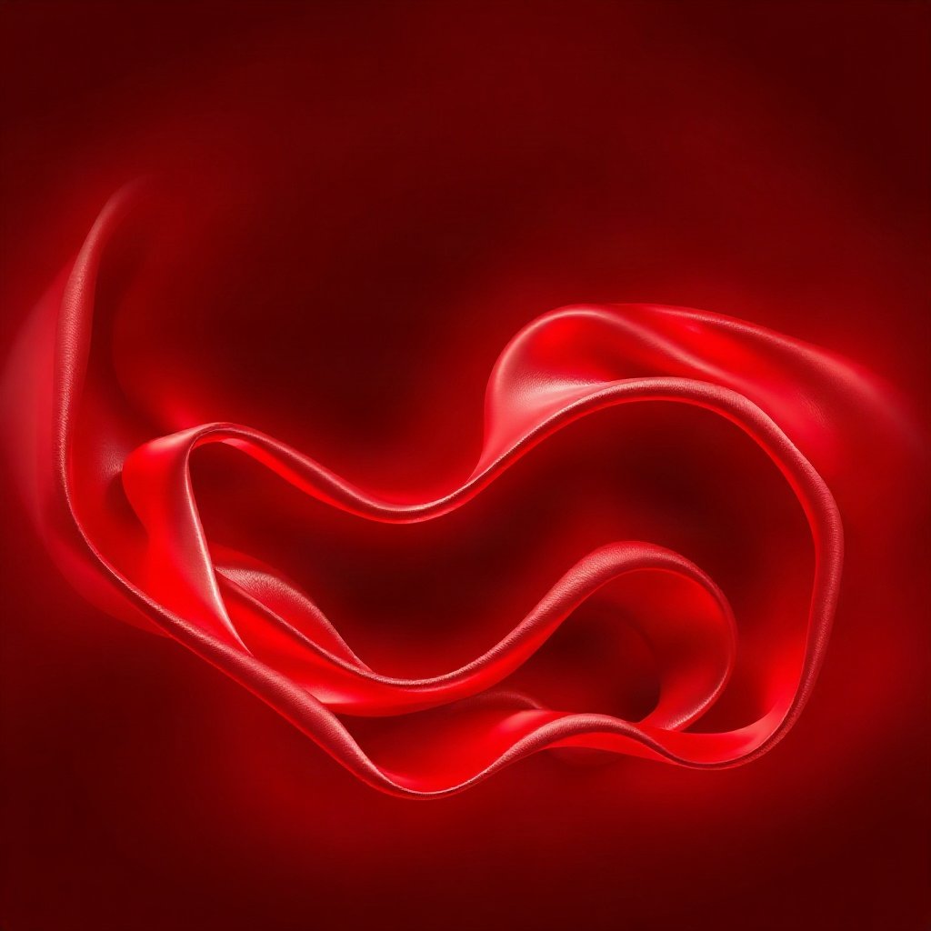 Red PFPs — red silk wave, dreamy digital painting, soft glow