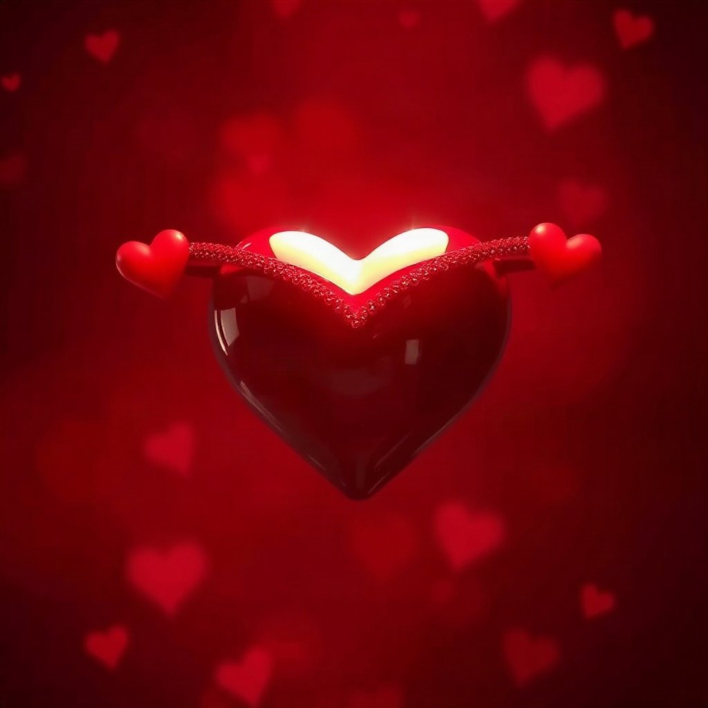Red PFPs — glossy heart, cinematic photo style, soft glow