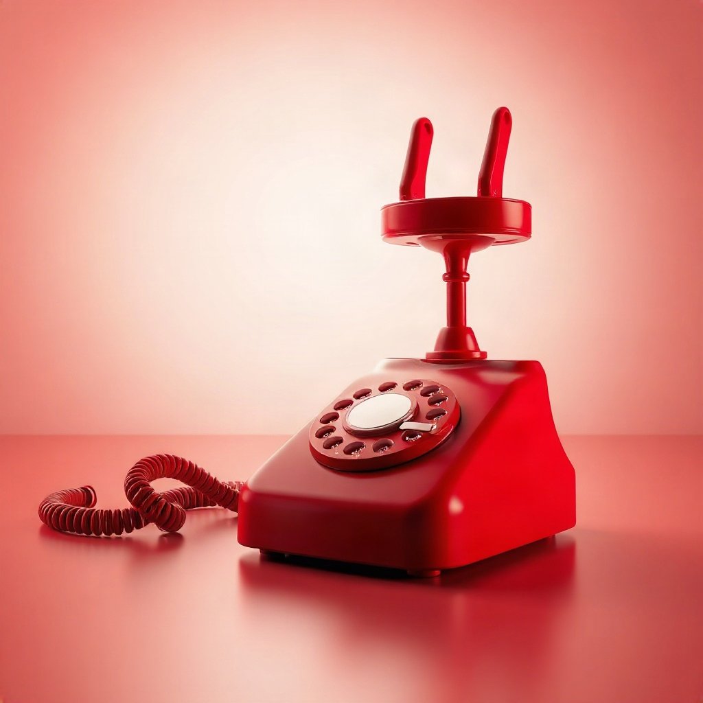 Red PFPs — vintage red phone, soft 3d render, subtle sparkle