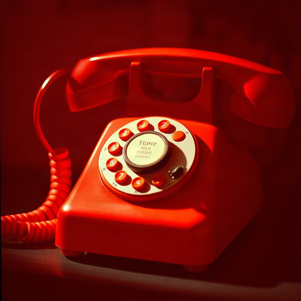 Red PFPs — vintage red phone, cinematic photo style, soft glow
