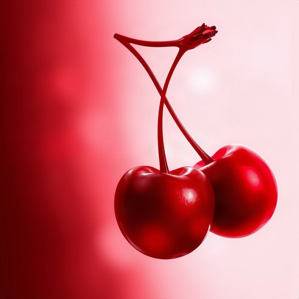 Red PFPs — cherry pair, dreamy digital painting, soft glow
