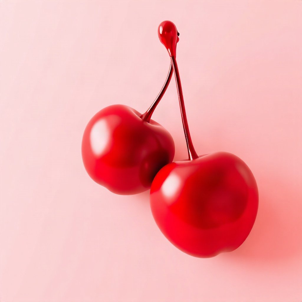 Red PFPs — cherry pair, soft 3d render, subtle sparkle