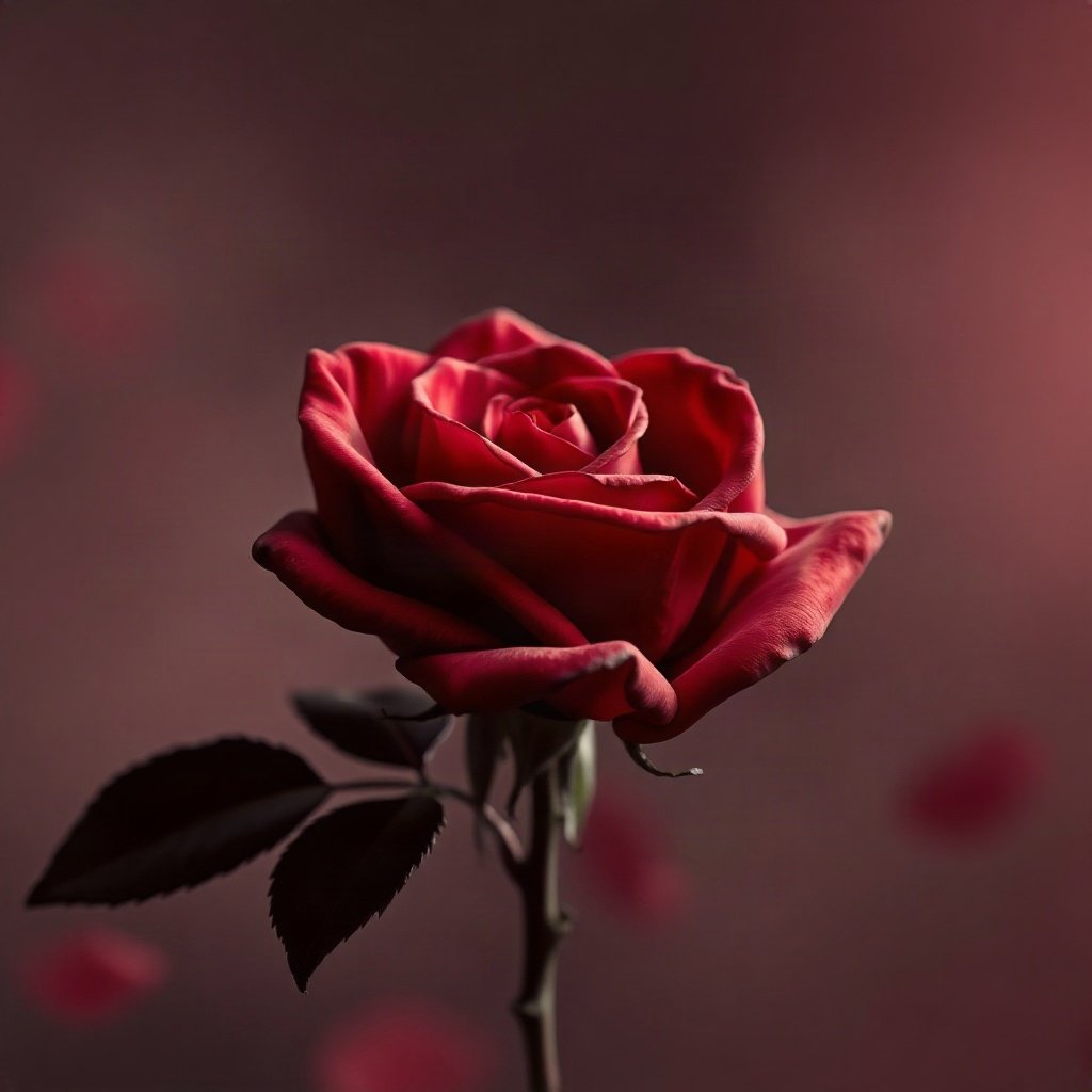 Red PFPs — rose macro, soft 3d render, misty atmosphere
